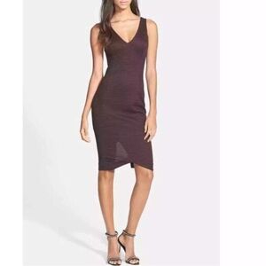 ASTR Deep V Burgundy Bodycon Dress